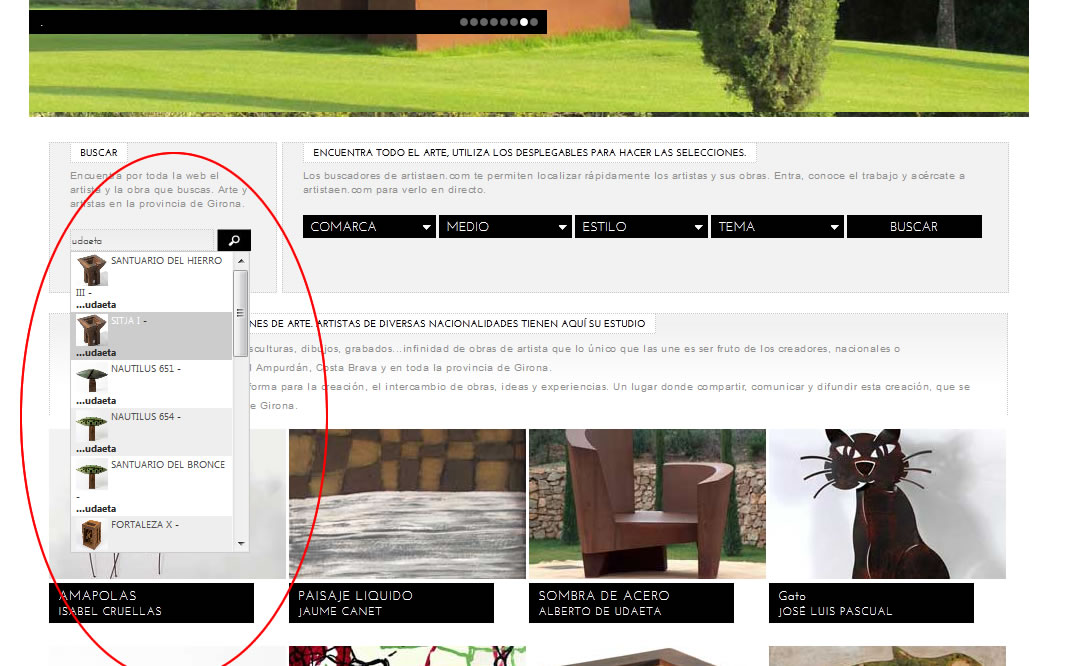 Buscador desplegable en jquery